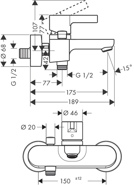hansgrohe 31460 Metris S 浴缸龍頭-hong-kong