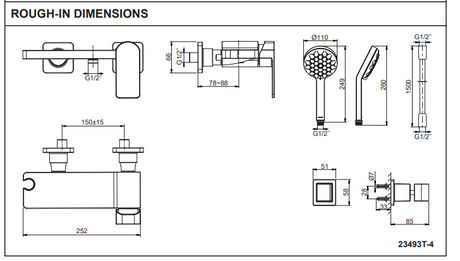 KOHLER K-23494T-4-AF PARALLEL 掛牆式浴缸龍頭 (法蘭金)-hong-kong