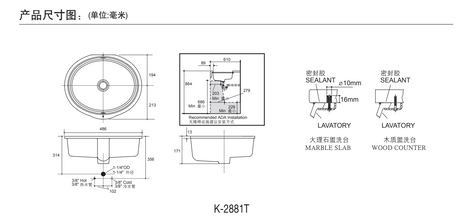 KOHLER K-2881T-0 VERTICYL 橢圓形臺下式浴室面盆19"-hong-kong