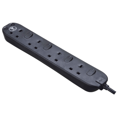 英國 MasterPlug 13A 四位插座連獨立開關拖板 SWSRG42NB-MPA 2米線 黑色 香港行貨-hong-kong