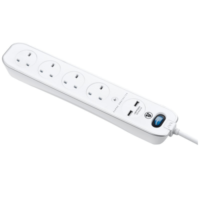英國 MasterPlug 13A 四位插座拖板連兩位USB充電 SRGLSU43PW 3米線 白色 香港行貨-hong-kong