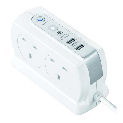 英國 MasterPlug 13A 四位插座拖板連兩位USB充電 SRGDSU43PW 3米線 白色 香港行貨-hong-kong