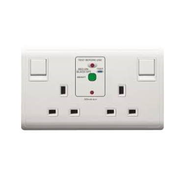 Schneider 施耐德 – 13A 兩位連保護門及雙極開關掣防漏電插座 E82T25DRC_WE/E82T25DRC_LS-hong-kong