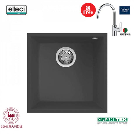 elleci Quadra 102 Undermount 臺下花崗巖星盆 (Ghisa)-hong-kong