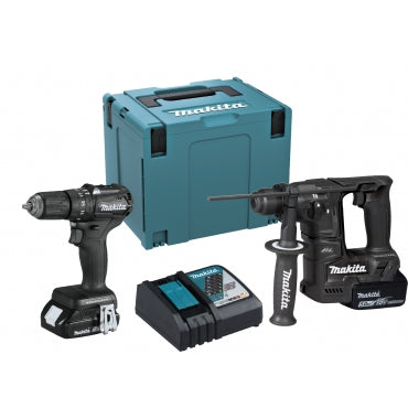 Makita 牧田 DLX2345BJ/DLX2345J (黑/藍) 18V 充電式工具套裝 (衝撃電鑽+電錘)-hong-kong