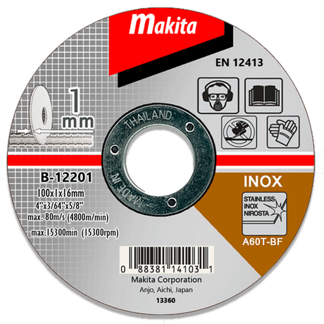 Makita 牧田 B-12201 直徑100mm 薄切割砂輪片 (切割金屬用)-hong-kong