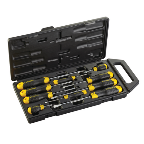 STANLEY史丹利 65-005C-23CUSHION GRIP 10件套膠柄一字十字螺絲批套裝-hong-kong