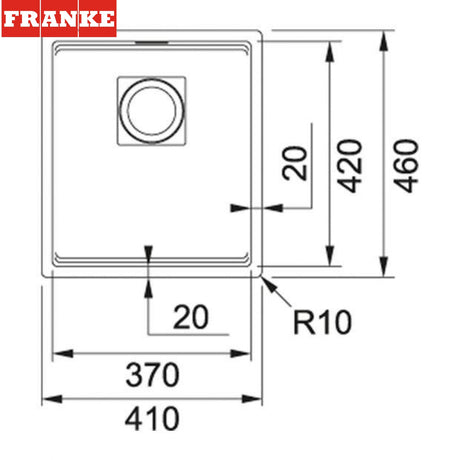 FRANKE KNG 110-37 (125.0529.503) Kubus 2 花崗巖 檯底 單星盆 410x460mm 巖灰色-hong-kong