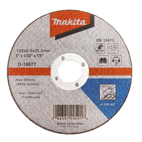 Makita 牧田 D-18677 直徑125mm 切割砂輪片 (切割金屬用) (50件)-hong-kong