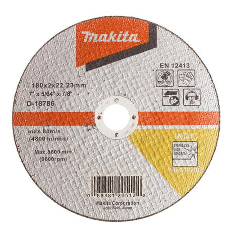 Makita 牧田 D-18786 直徑180mm 薄切割砂輪片 (切割金屬用)-hong-kong