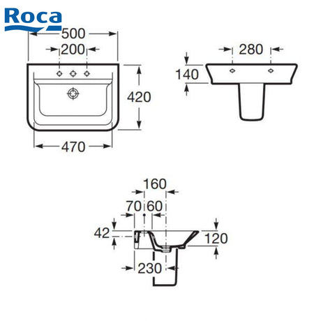 Roca A327476000 The Gap 掛牆面盆 500x420x140mm 白色-hong-kong