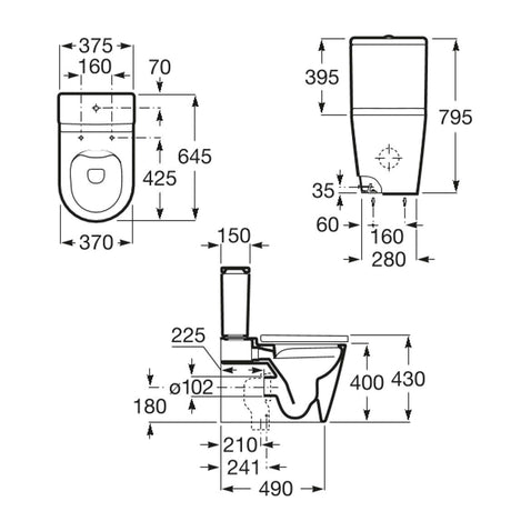 ROCA Inspira ROUND Rimless 自由咀分體座廁配SUPRALIT?油壓板套裝 341520+342526+801522 白色-hong-kong