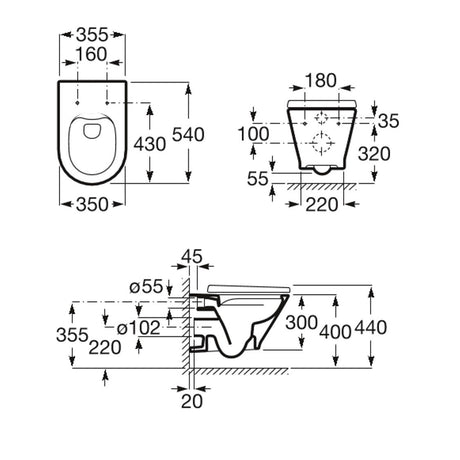 ROCA The Gap Round Rimless 掛牆座廁配SUPRALIT?油壓板套裝 3460NL+801D12-hong-kong